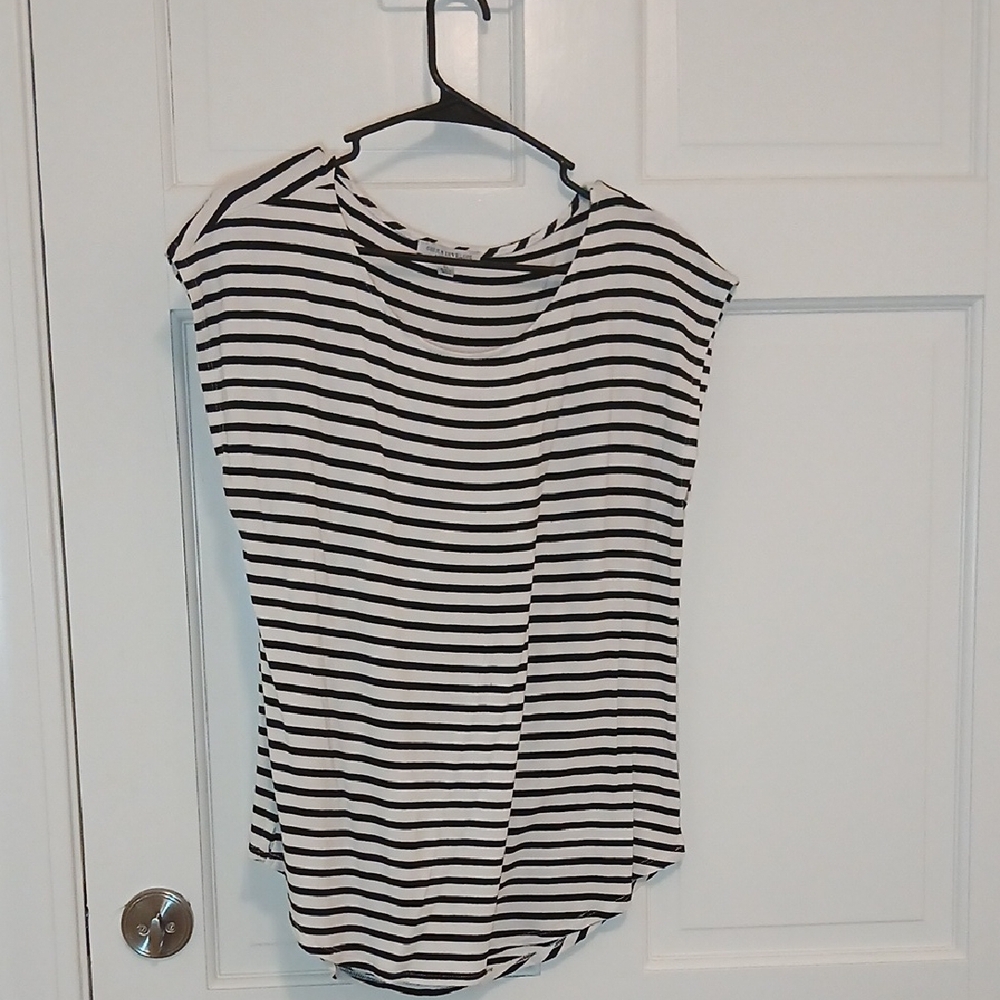 Green Envelope Black and White Striped Muscle Tee